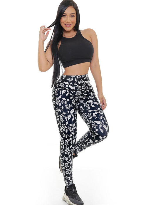 Leggings Colombianos - Floral negro